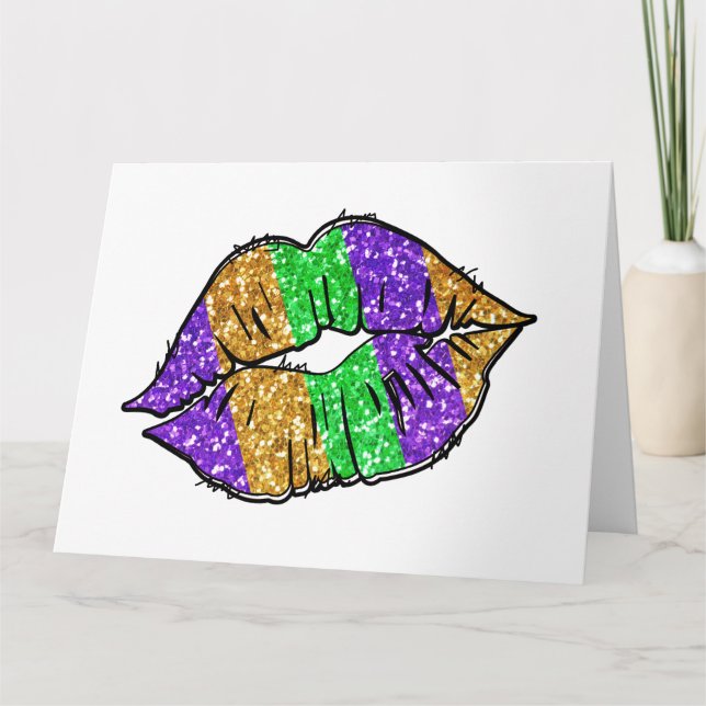 Mardi Gras Kiss Greeting Card (Blank) (Front)