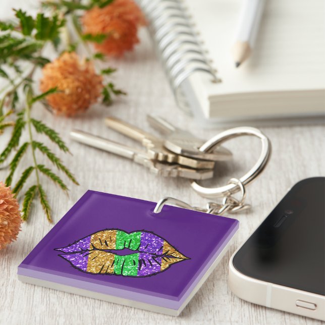 Mardi Gras Kiss Keychain (Front Right)