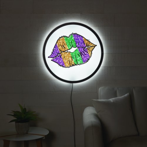 Mardi Gras Kiss LED Sign