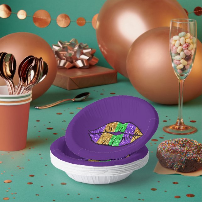 Mardi Gras Kiss Paper Bowls (Multi)