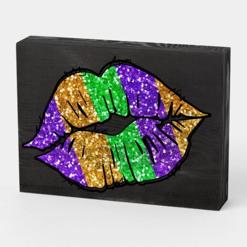 Mardi Gras Kiss Wooden Sign