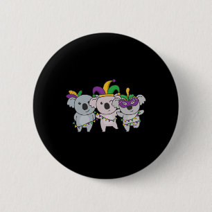 Mardi Gras Koala Carnival Costume  Button