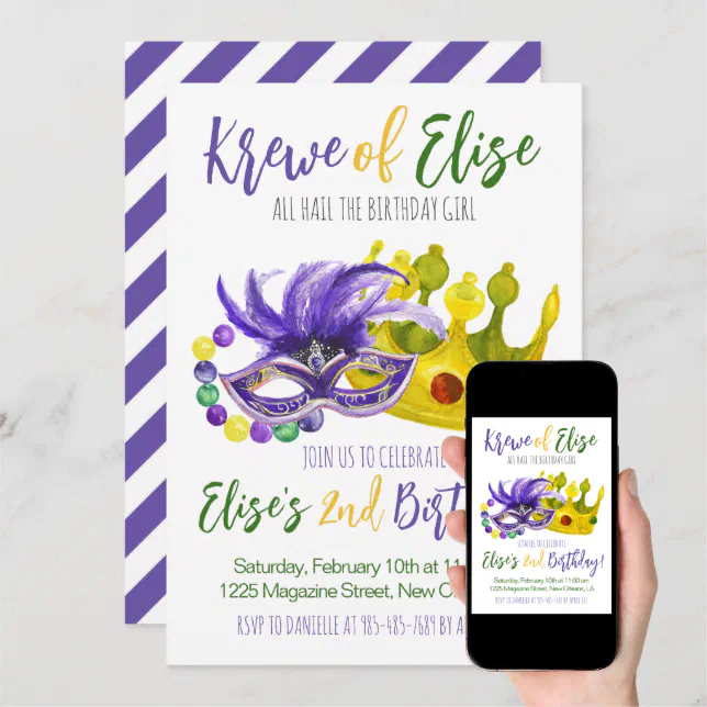 Mardi Gras Krewe Birthday Invitation Zazzle