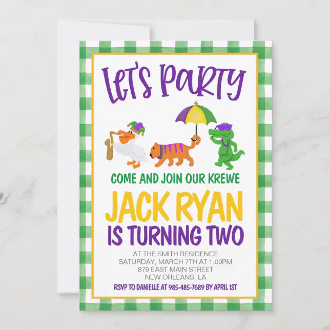 Mardi Gras Krewe Birthday Invitation Zazzle