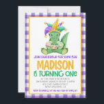 Mardi Gras Krewe First Birthday Invitation<br><div class="desc">Join our Krewe for some Birthday Fun!

Makes a great invitation to celebrate your little ones birthday during Mardi Gras Season!</div>