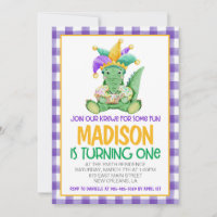 Mardi Gras Krewe First Birthday Invitation