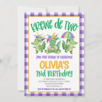 Mardi Gras Krewe Second Birthday Invitation