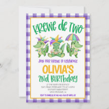 Mardi Gras Krewe Second Birthday Invitation