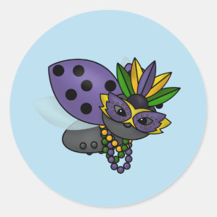 Mardi Gras Ladybug Classic Round Sticker