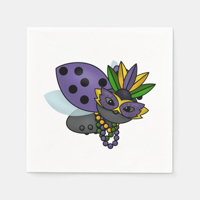 Mardi Gras Ladybug Napkins (Front)