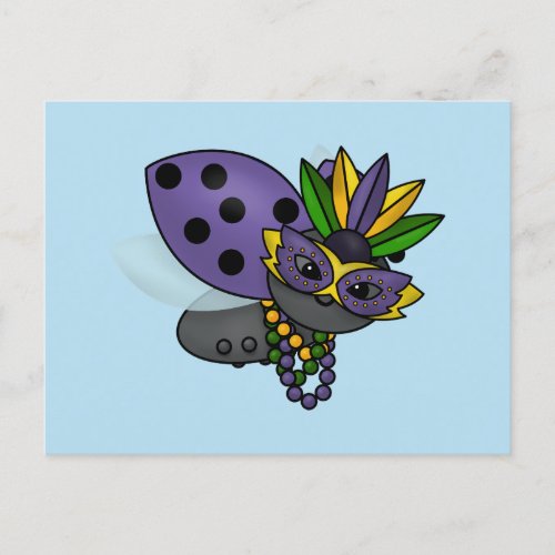 Mardi Gras Ladybug Postcard