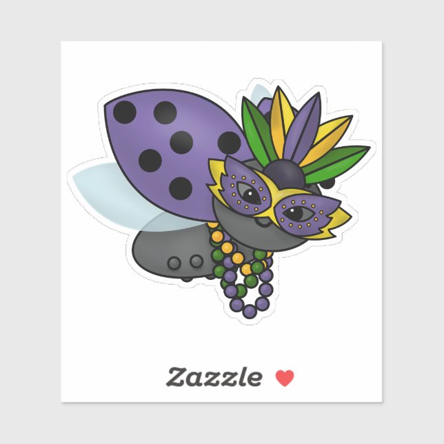 Mardi Gras Ladybug Sticker (Sheet)