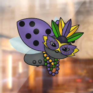 Mardi Gras Ladybug Window Cling