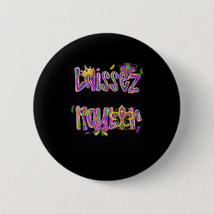 Mardi Gras Laissez Les Bon Temps Rouler Beads Fleu Button