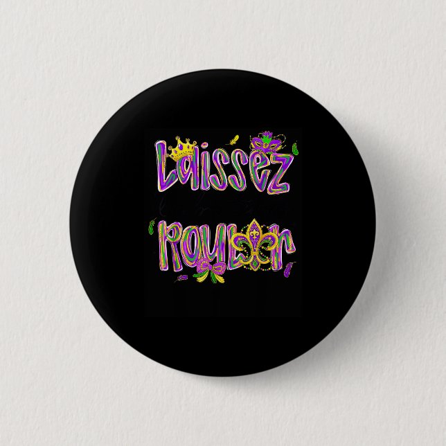 Mardi Gras Laissez Les Bon Temps Rouler Beads Fleu Button (Front)