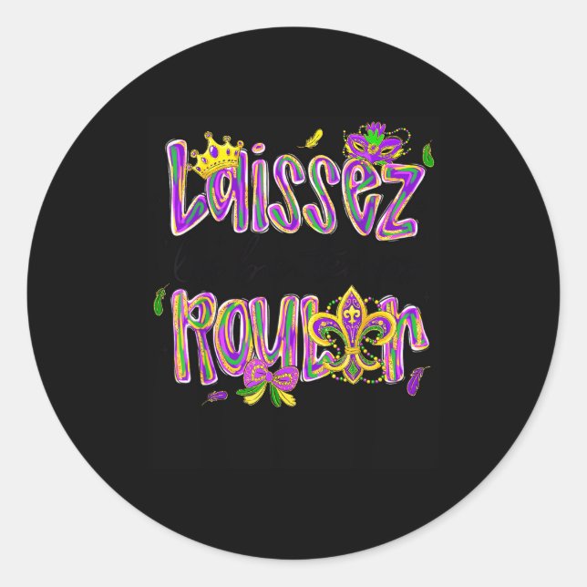 Mardi Gras Laissez Les Bon Temps Rouler Beads Fleu Classic Round Sticker (Front)
