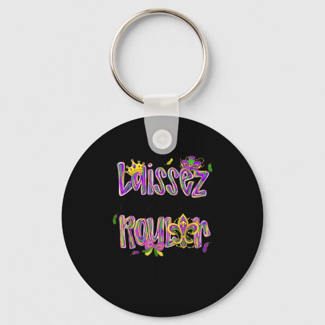 Mardi Gras Laissez Les Bon Temps Rouler Beads Fleu Keychain (Front)