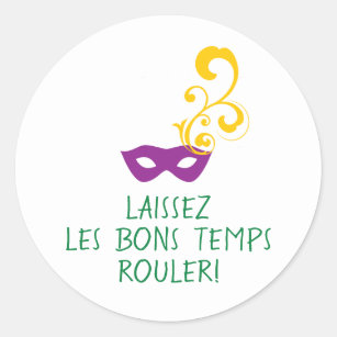 Mardi Gras Laissez Les Bon Temps Rouler, Mask Classic Round Sticker