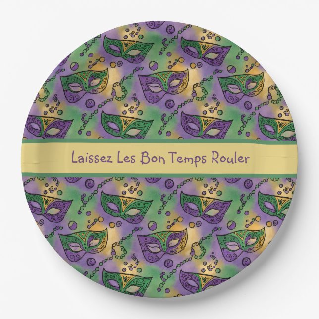 Mardi Gras Laissez Les Bon Temps Rouler Paper Plates (Front)