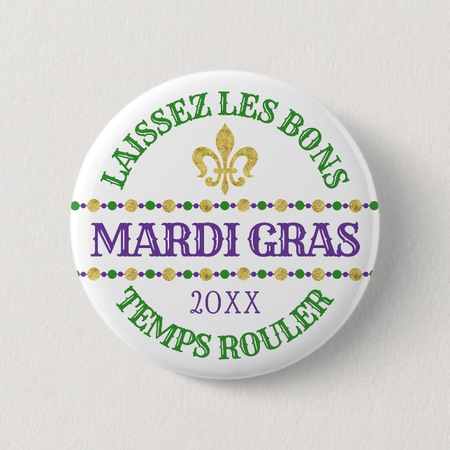 Mardi Gras | Laissez Les Bons Temps Rouler Button (Front)