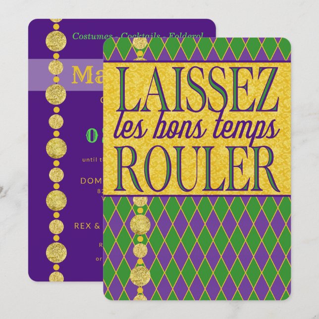 Mardi Gras | Laissez Les Bons Temps Rouler Invitation (Front/Back)