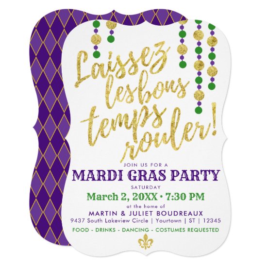 Mardi Gras | Laissez Les Bons Temps Rouler Invitation