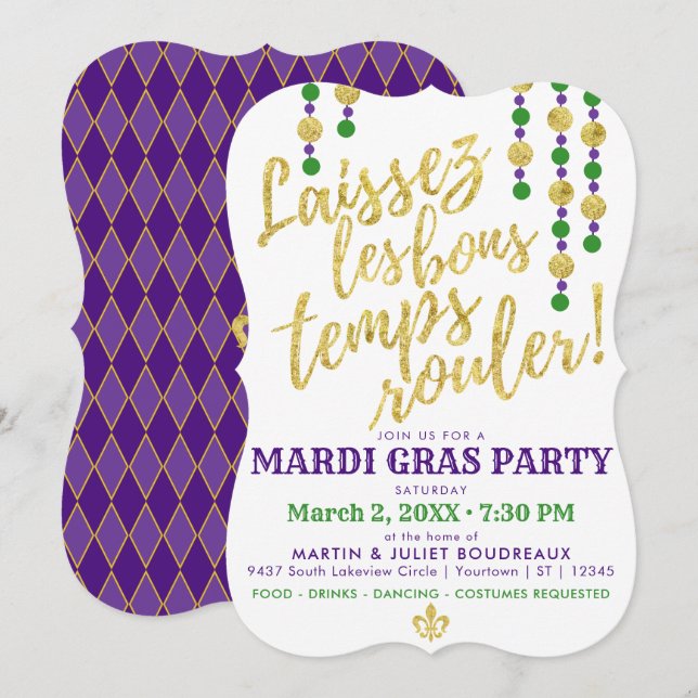 Mardi Gras | Laissez Les Bons Temps Rouler Invitation (Front/Back)