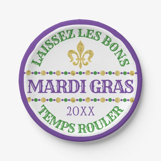 Mardi Gras | Laissez Les Bons Temps Rouler Paper Plates (Front)