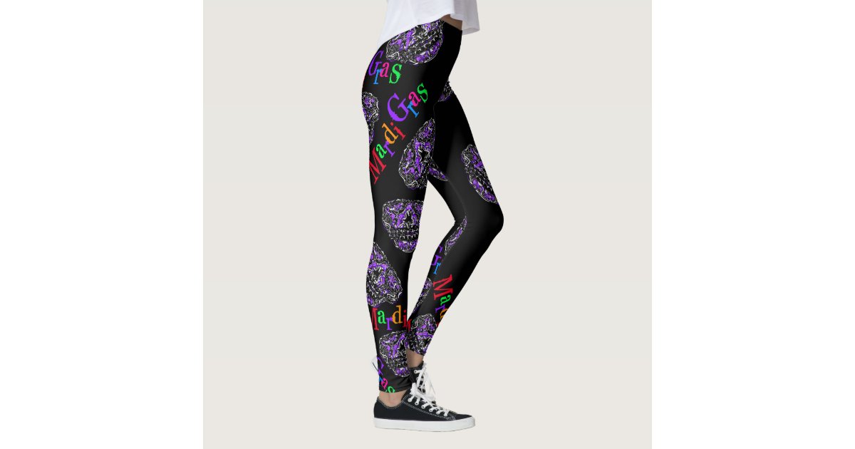 Mardi Gras Leggings for Women,Women's Mardi Gras Leggings Stretchy Fancy  Mask Printed Stretchy Graphic Legging Tights