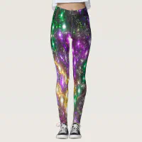 Glitter Mardi Gras Colorful Stripe Carnival Leggings