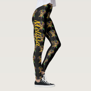 Mardi Gras Leggings Black Masks Name