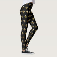 Mardi Gras Leggings fleur de lis black gold