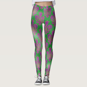 Mardi Gras Leggings, Mardi Gras Fleur de Lis Leggings