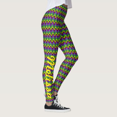 Mardi Gras Leggings Yoga Custom Name