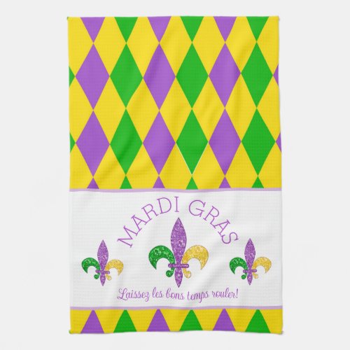 Mardi Gras Let the Good Times Roll kitchen towel