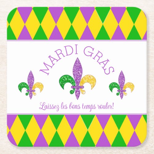 Mardi Gras Let the Good Times Roll paper coaster