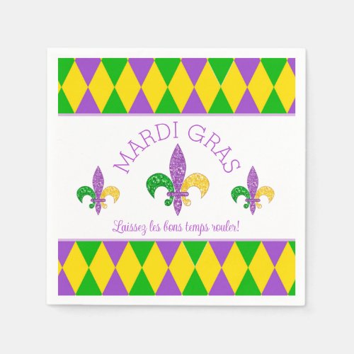 Mardi Gras Let the Good Times Roll paper napkin