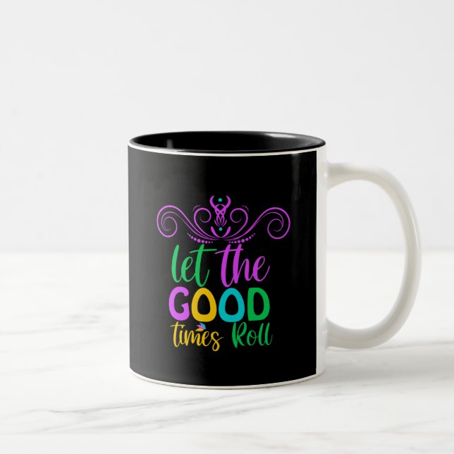 Mardi Gras | Let The Good Times Roll Two-Tone Coffee Mug (Right)