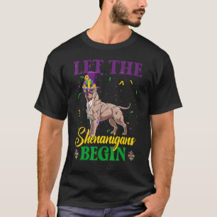 Mardi Gras Let The Shenanigans Begin Pitbull Mask  T-Shirt