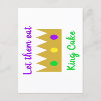 Mardi Gras Let Them Eat King Cake Crown Postcard