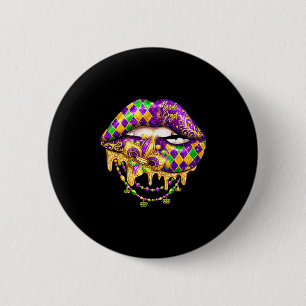 Mardi Gras Lip Carnival Festival Graphic Art Button
