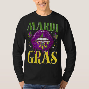 Mardi Gras Lip Fleur De Lis Carnival Costume T-Shirt