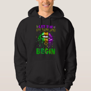 Mardi Gras Lips Outfit Costume Women Let Shenaniga Hoodie