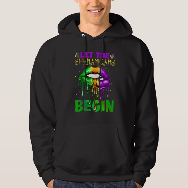 Mardi Gras Lips Outfit Costume Women Let Shenaniga Hoodie (Front)