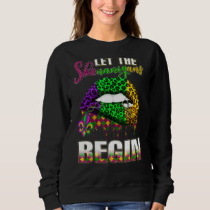 Mardi Gras Lips Outfit Costume Women Let Shenaniga Sweatshirt