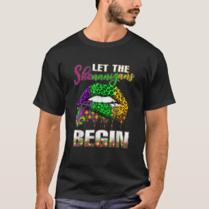 Mardi Gras Lips Outfit Costume Women Let Shenaniga T-Shirt
