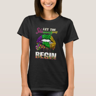 Mardi Gras Lips Outfit Costume Women Let Shenaniga T-Shirt