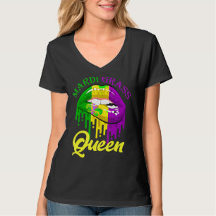 Mardi Gras Lips Queen Carnival Costume Purple & Go T-Shirt