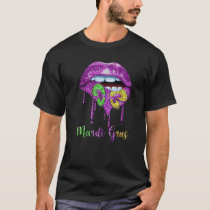Mardi Gras Lips Queen Carnival Costume Purple T-Shirt
