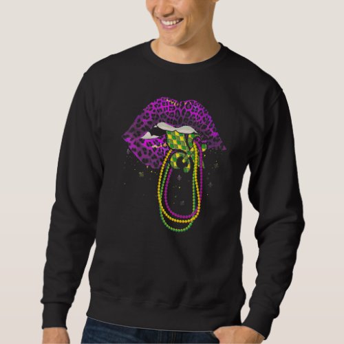 Mardi Gras Lips Queen Fat Bead Tuesday New Orleans Sweatshirt